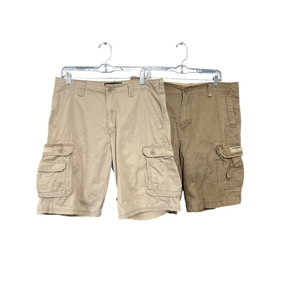 2 Pairs Lee & Unionbay Mens Cargo Shorts Size 34 Tan & Khaki - Picture 11 of 11